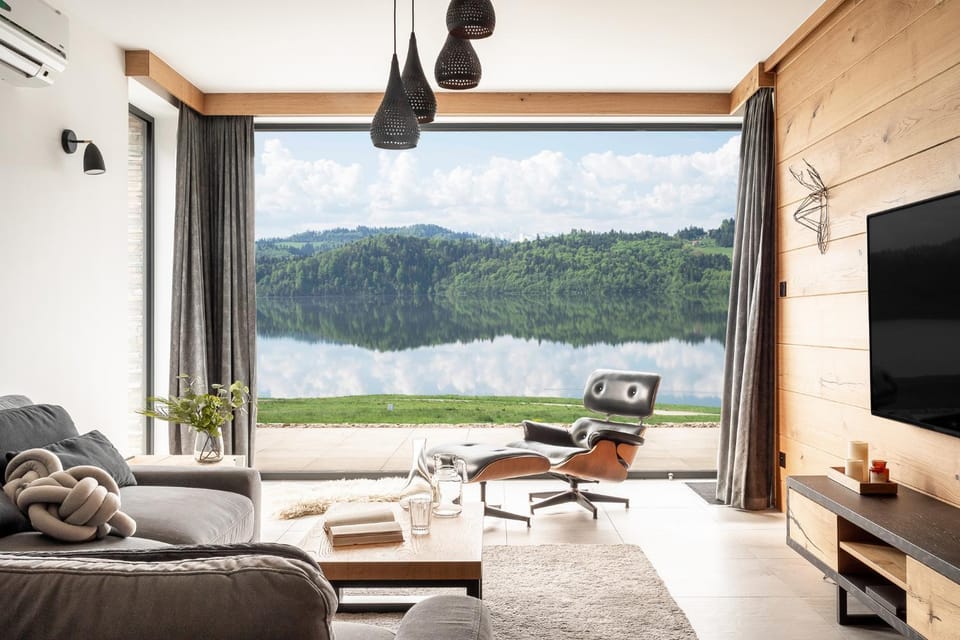 TV and multimedia, Living room, Lake view, Mountain view