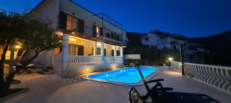 Property building, Swimming pool, Sunset