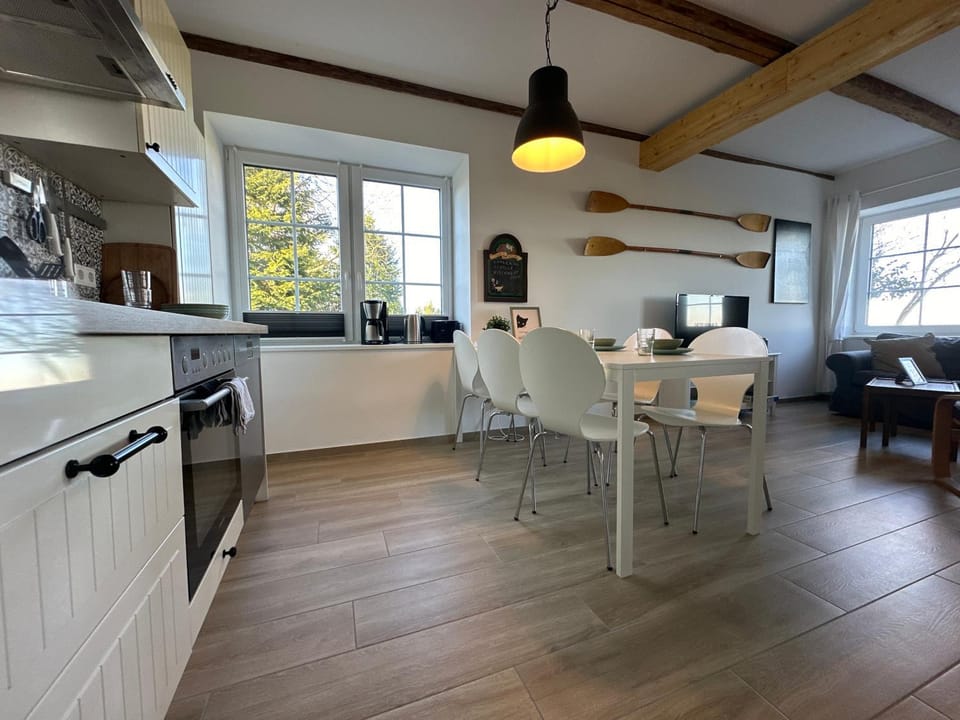Kitchen or kitchenette, Living room, Dining area, dishwasher, stove
