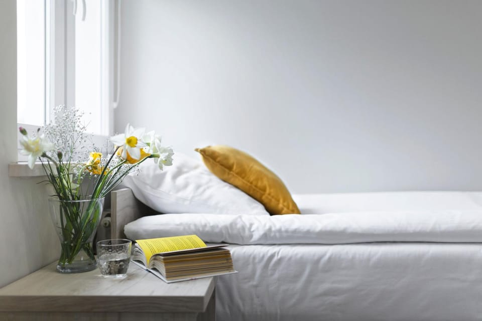 Bed, Seating area, Bedroom