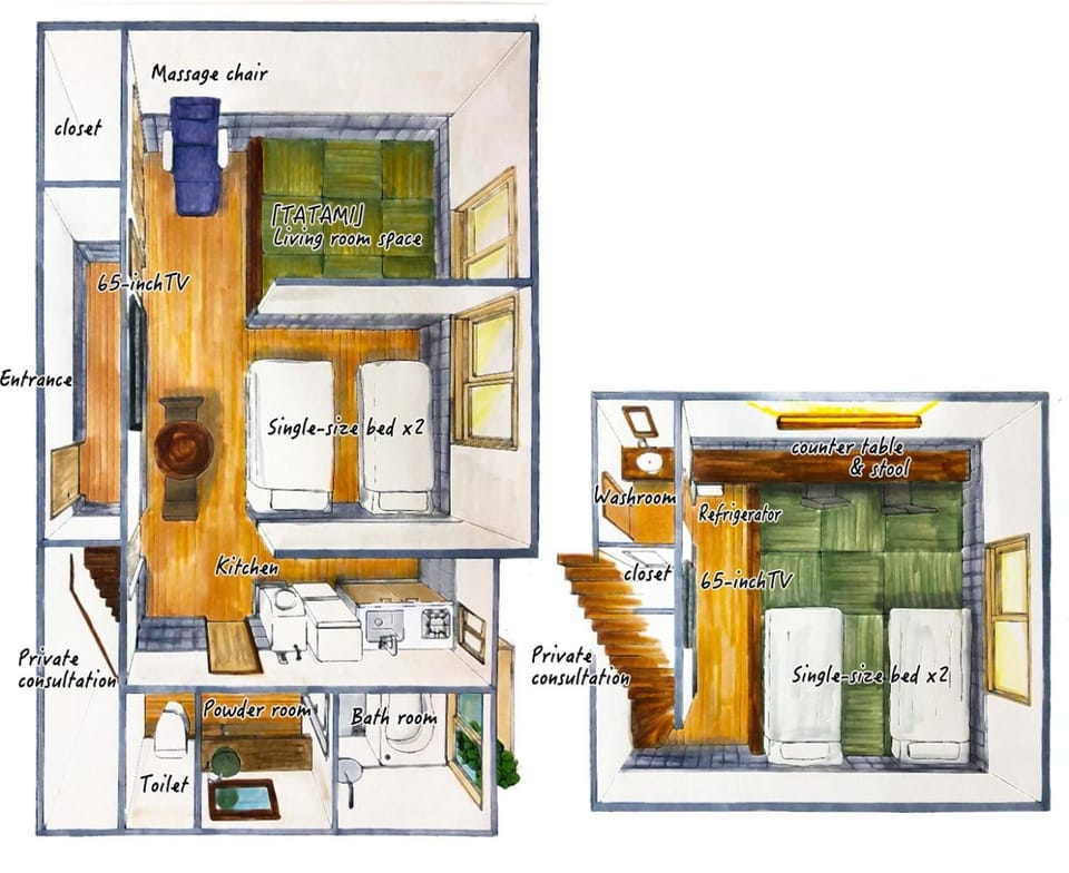 Photo of the whole room, Floor plan