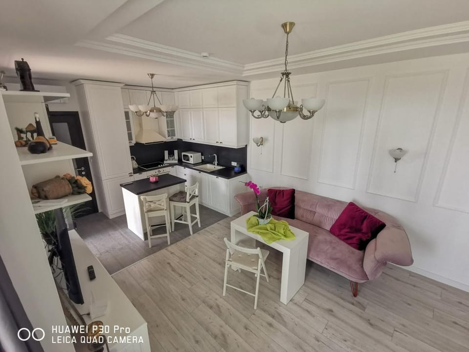 Kitchen or kitchenette, Living room, Seating area