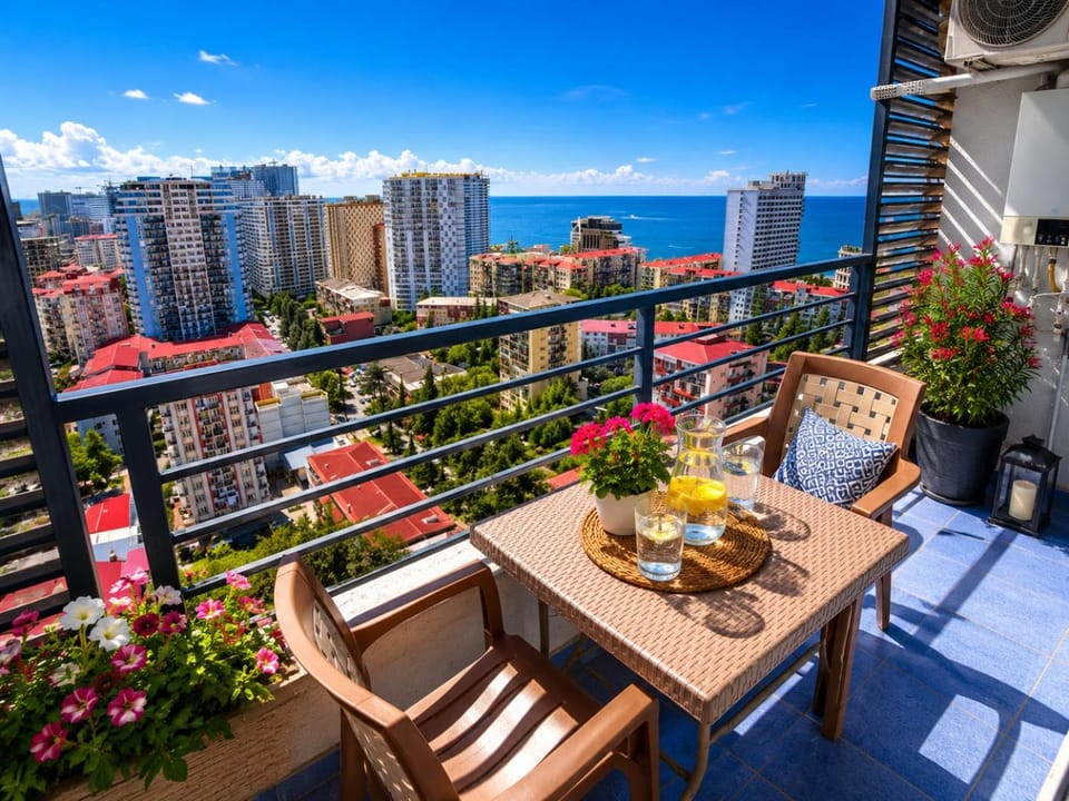 Patio, Day, Natural landscape, View (from property/room), Balcony/Terrace, Living room, Seating area, Dining area, City view, Sea view