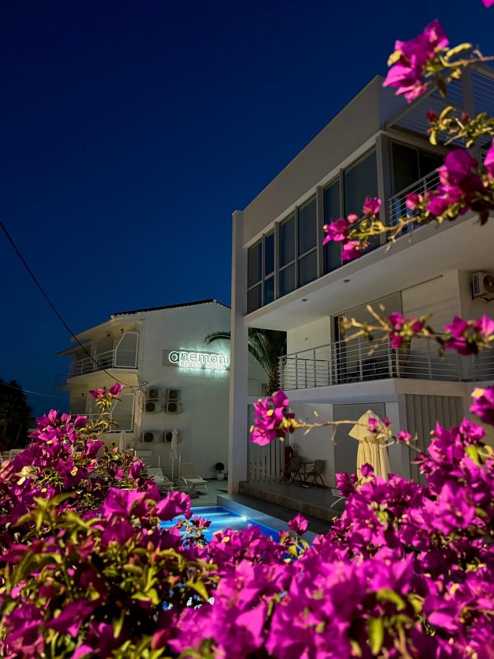 Property building, Night, Pool view, Swimming pool