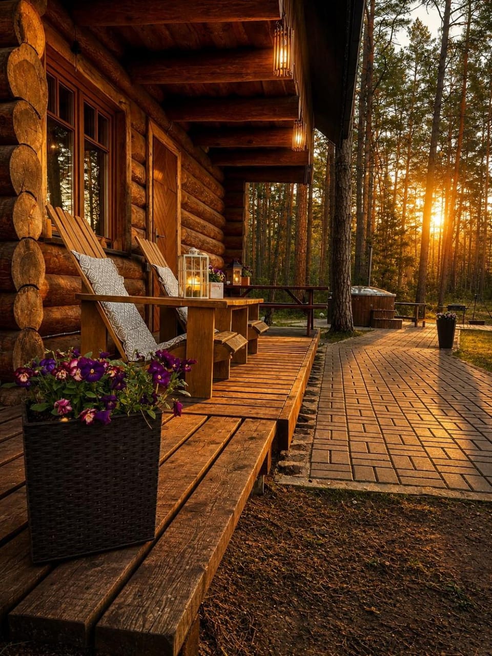 Property building, Patio, Spring, Day, Sunset