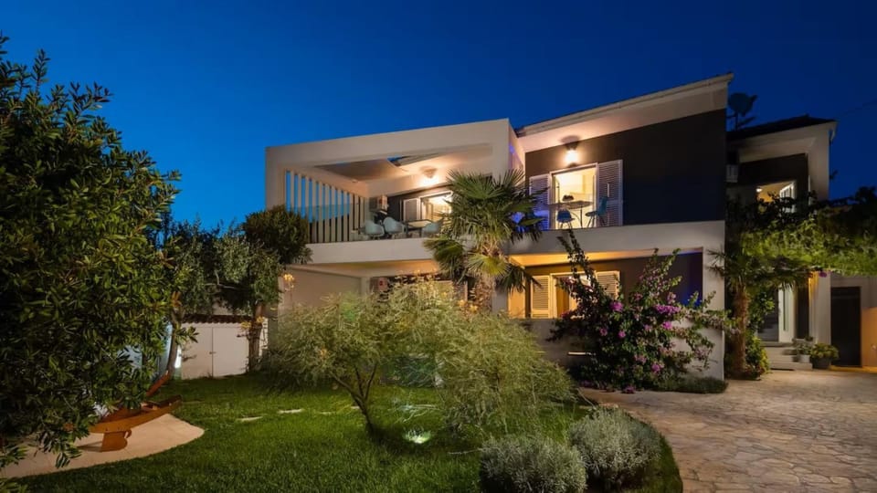 Property building, Night, Garden, Garden view