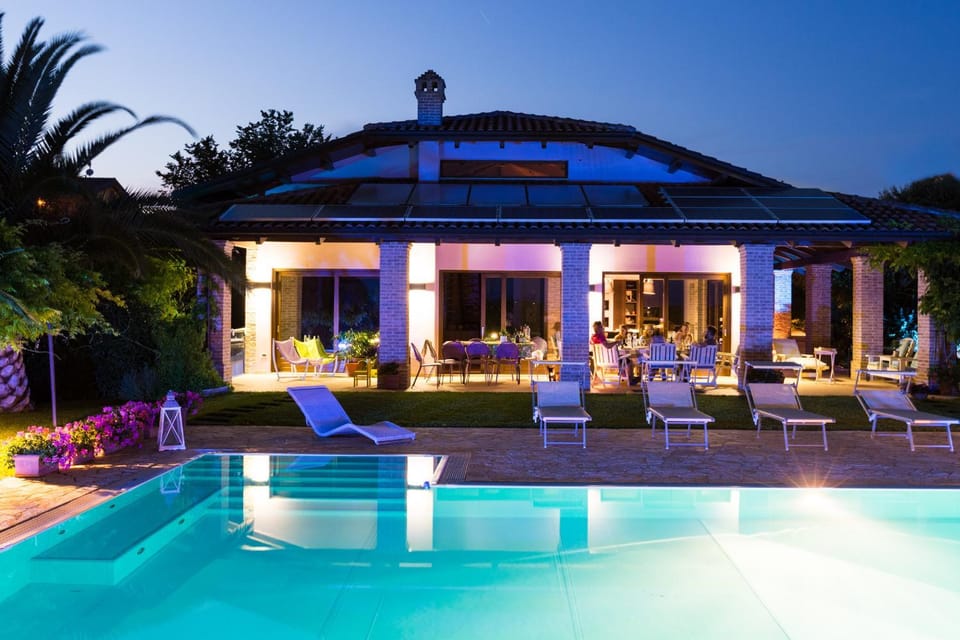 Night, Natural landscape, Garden, Garden view, Swimming pool