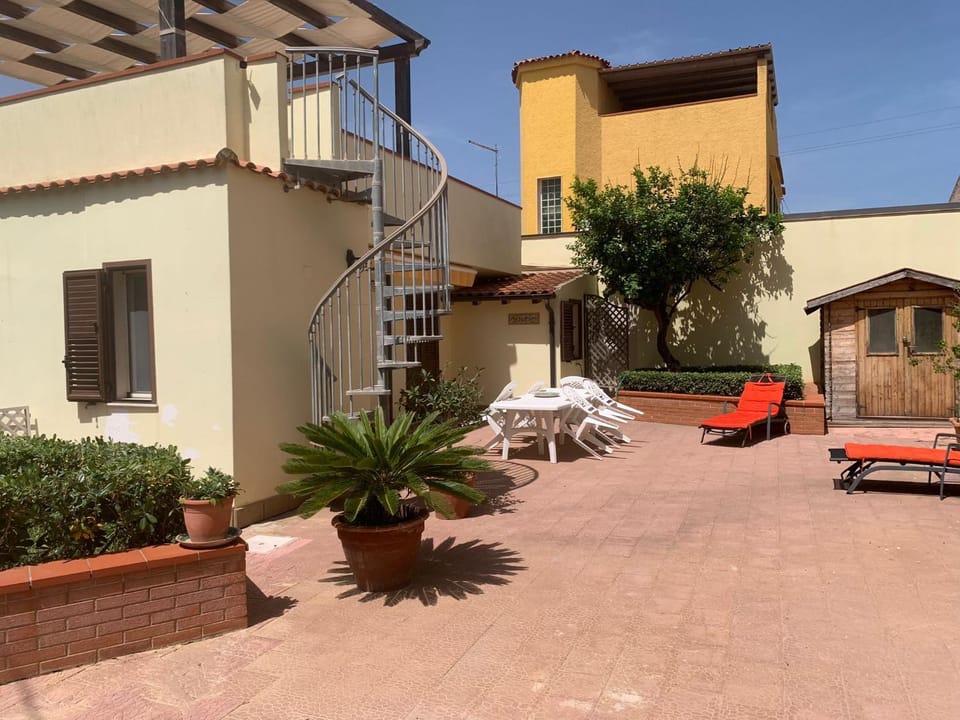 Property building, Patio, Garden, Garden view, sunbed