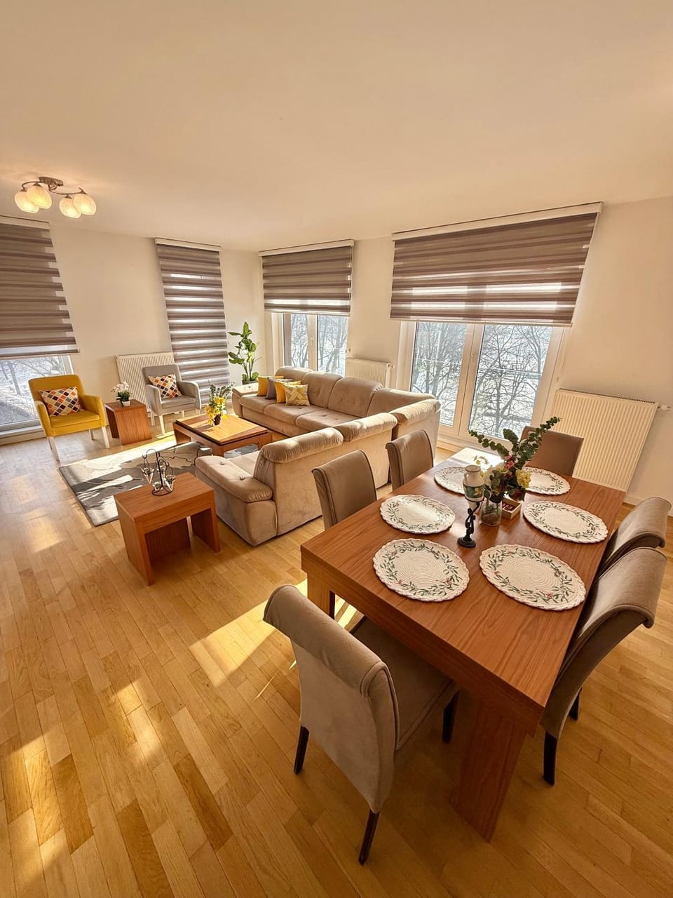 Living room, Seating area, Dining area