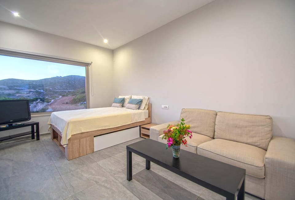 Bed, Natural landscape, Living room, Photo of the whole room, Seating area, Bedroom, Mountain view
