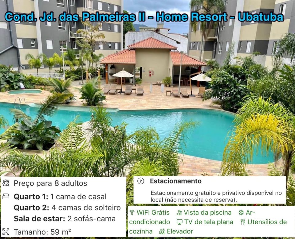 Jardim das Palmeiras II Home Resort - Imperdível - Vista Piscina - Suíte - Ubatuba Apartment in Ubatuba