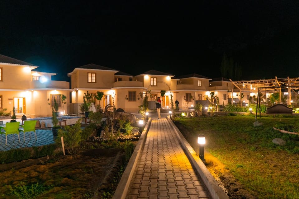 Property building, Night, Garden, Garden view
