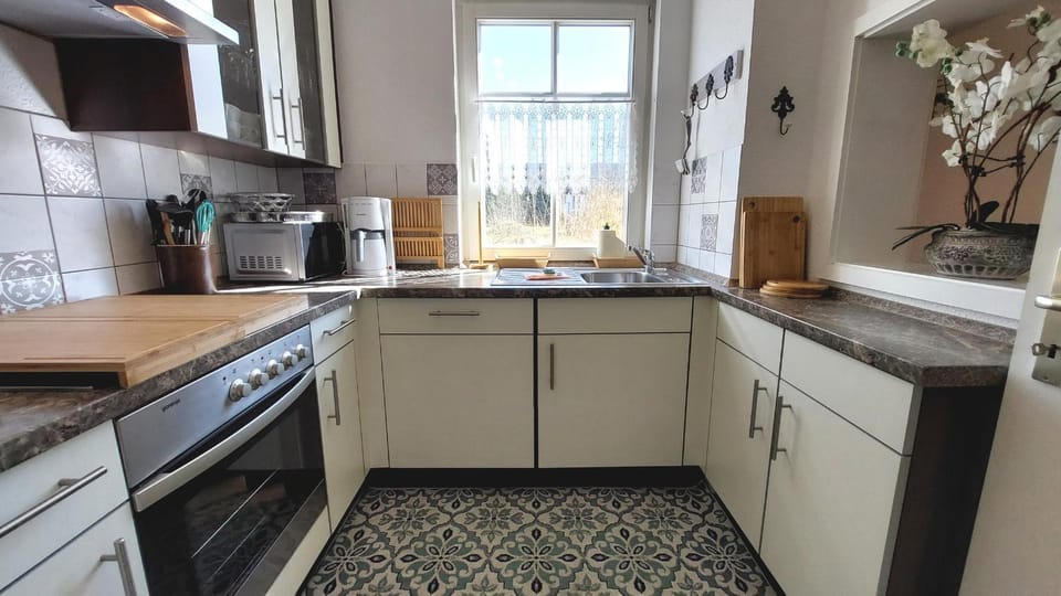 Kitchen or kitchenette, dishwasher, oven, stove