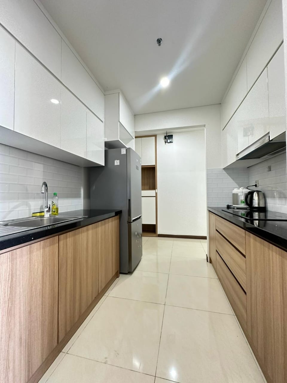 Kitchen or kitchenette, stove