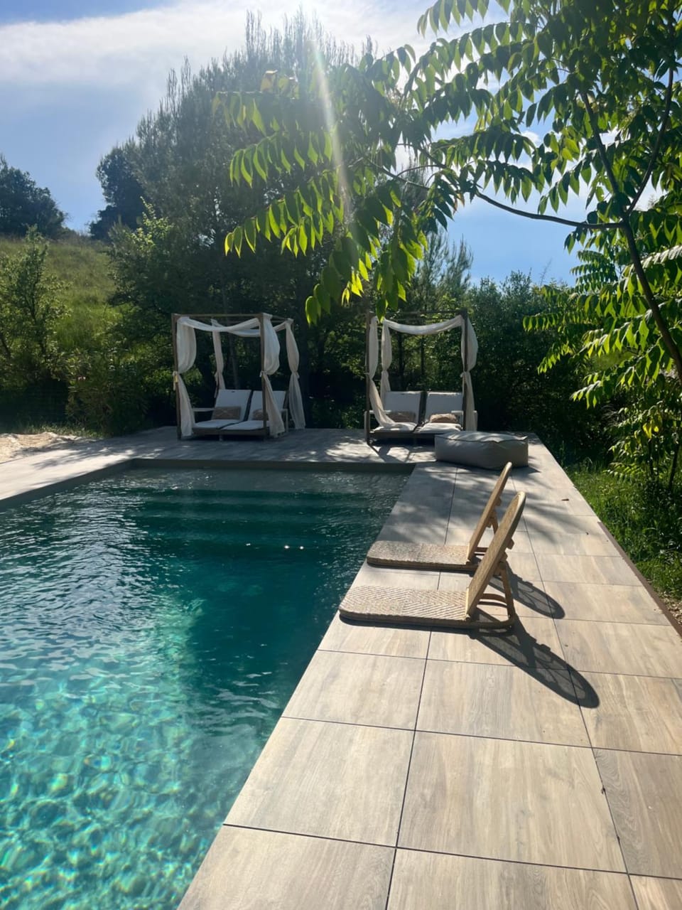 Natural landscape, Garden, Garden view, Pool view, Swimming pool, Swimming pool, sunbed