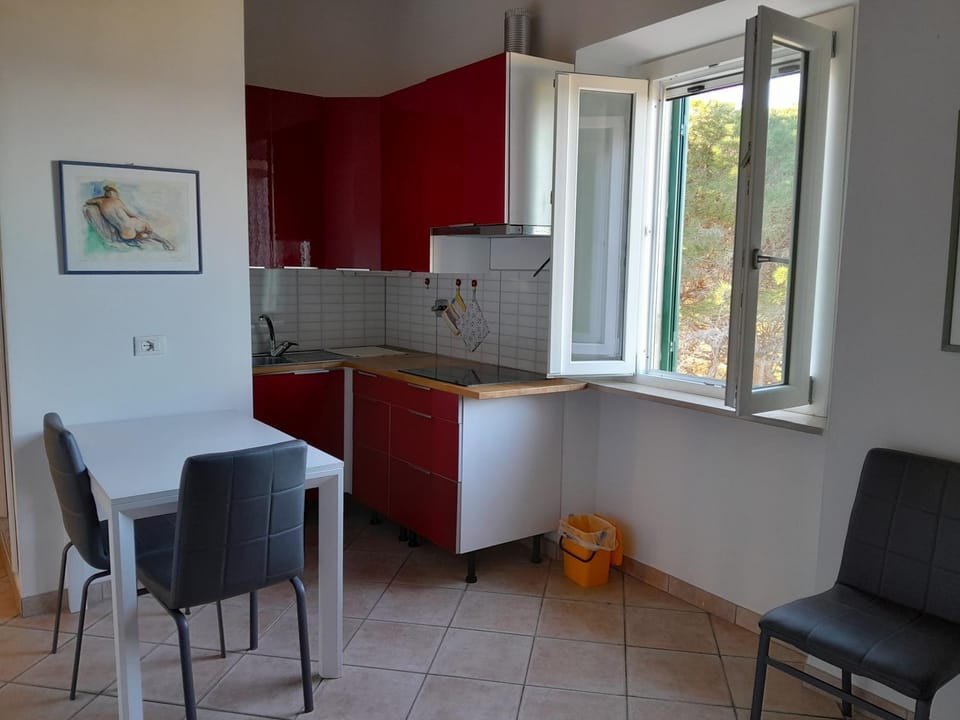Kitchen or kitchenette, Living room, Dining area, stove