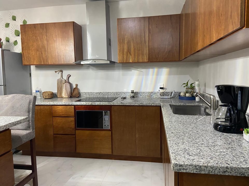 Kitchen or kitchenette, minibar, stove