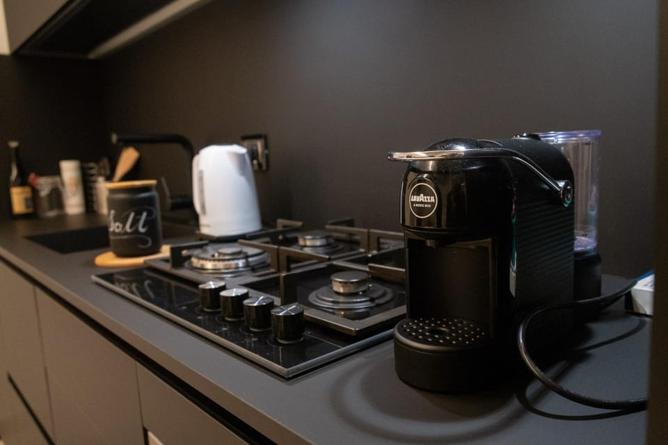 Kitchen or kitchenette, stove