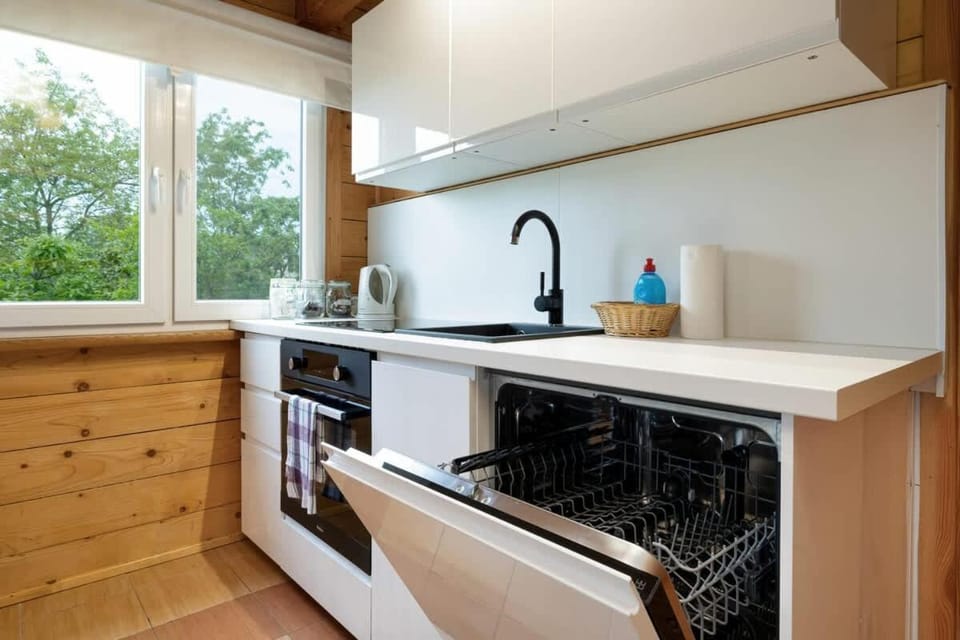 Kitchen or kitchenette, dishwasher, oven