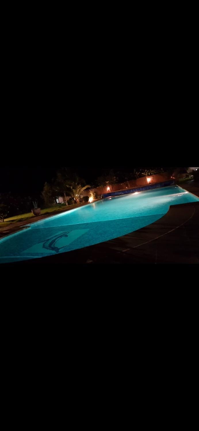 Night, Pool view, Swimming pool