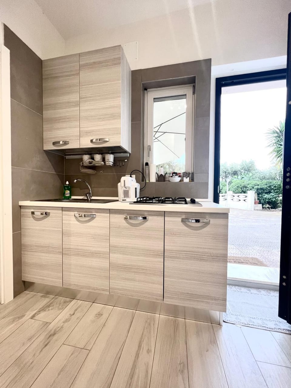 Kitchen or kitchenette, stove