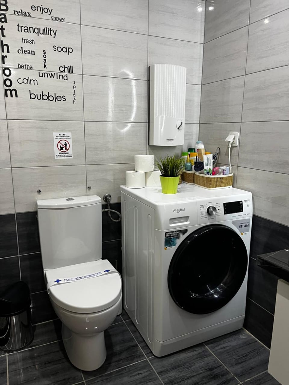 Toilet, Bathroom, washing machine, dryer