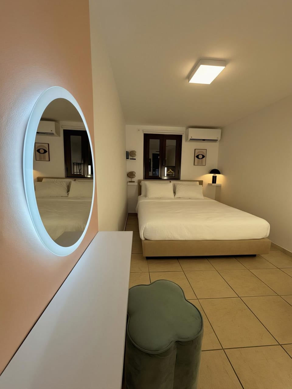 Bed, Decorative detail, Bedroom, hair dryier, air conditioner