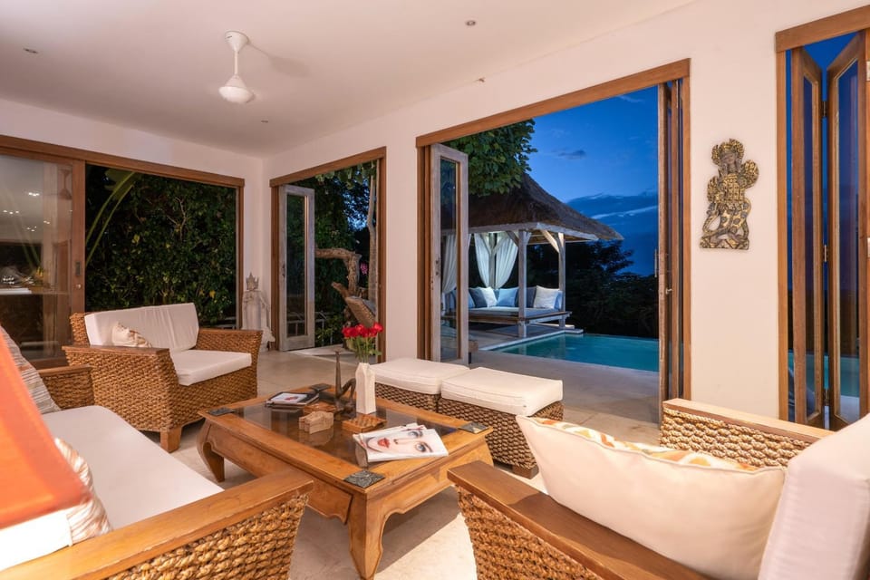 Patio, Living room, Mountain view