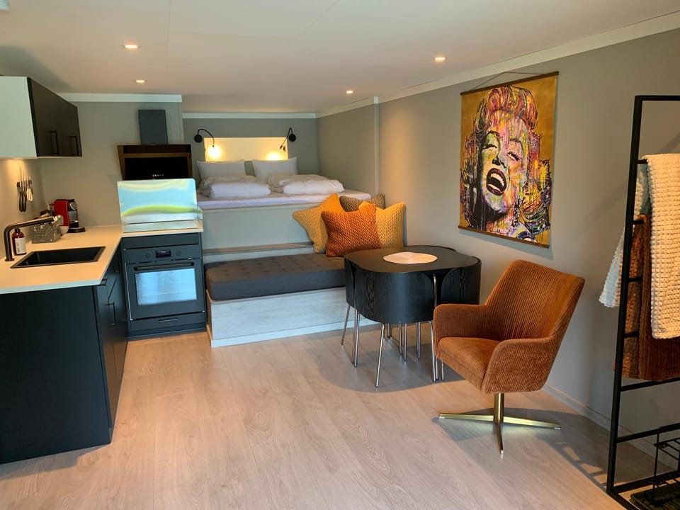 Bed, Kitchen or kitchenette, Living room