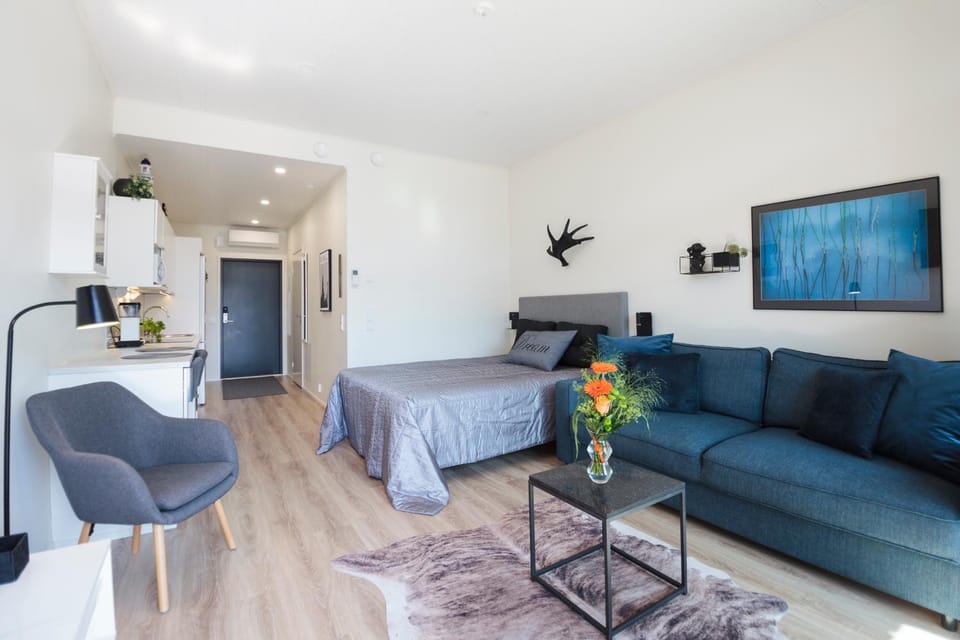 Bed, Living room, Photo of the whole room, Seating area, kitchen, kitchen