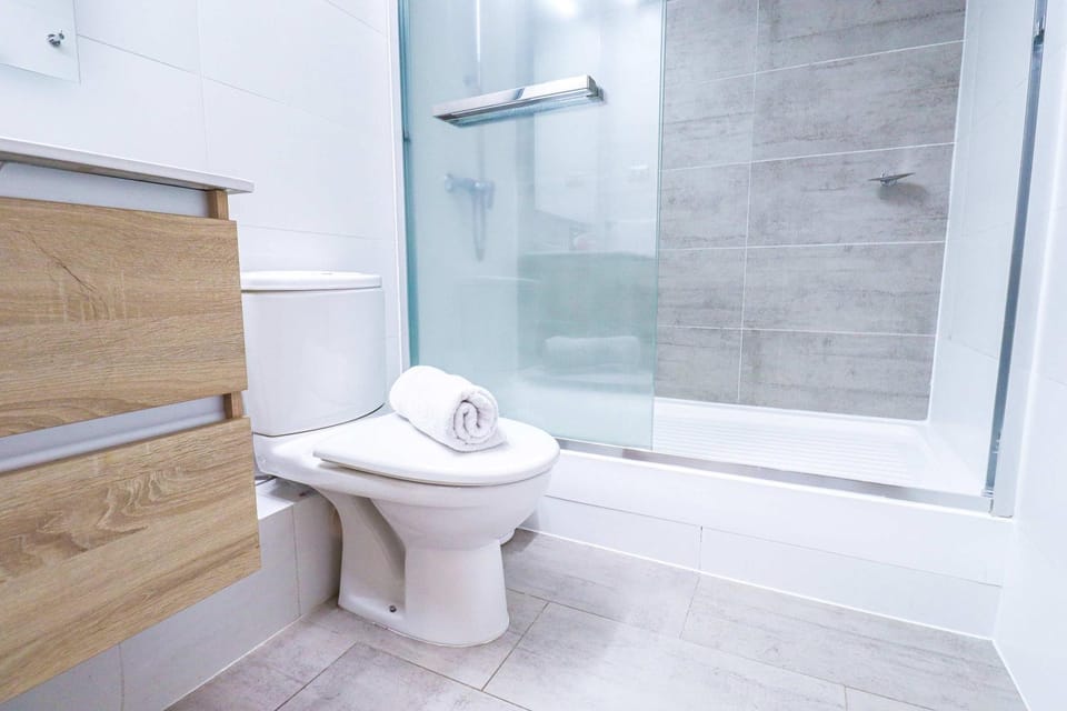 Shower, Toilet, towels