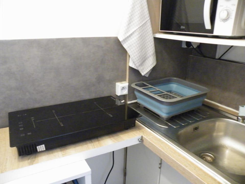 Kitchen or kitchenette, minibar, stove