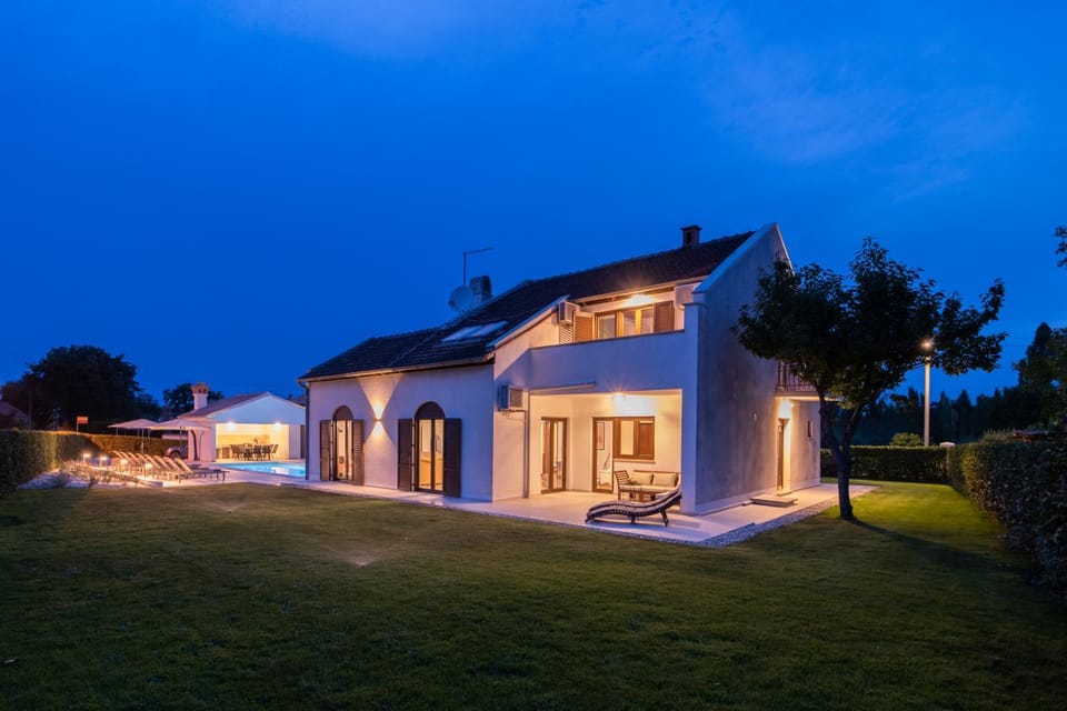 Property building, Night, Garden, Garden view