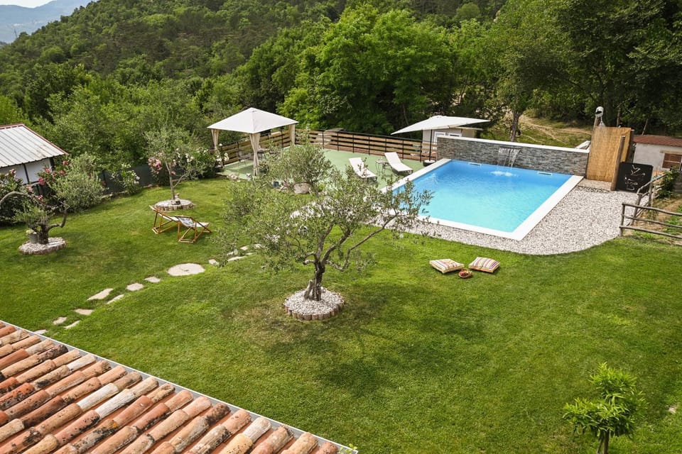Natural landscape, Summer, Garden view, Pool view, Swimming pool, Sunrise, sunbed