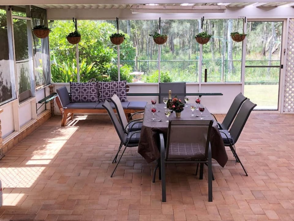 Patio, Day, View (from property/room), Decorative detail, Seating area, Dining area, Garden view