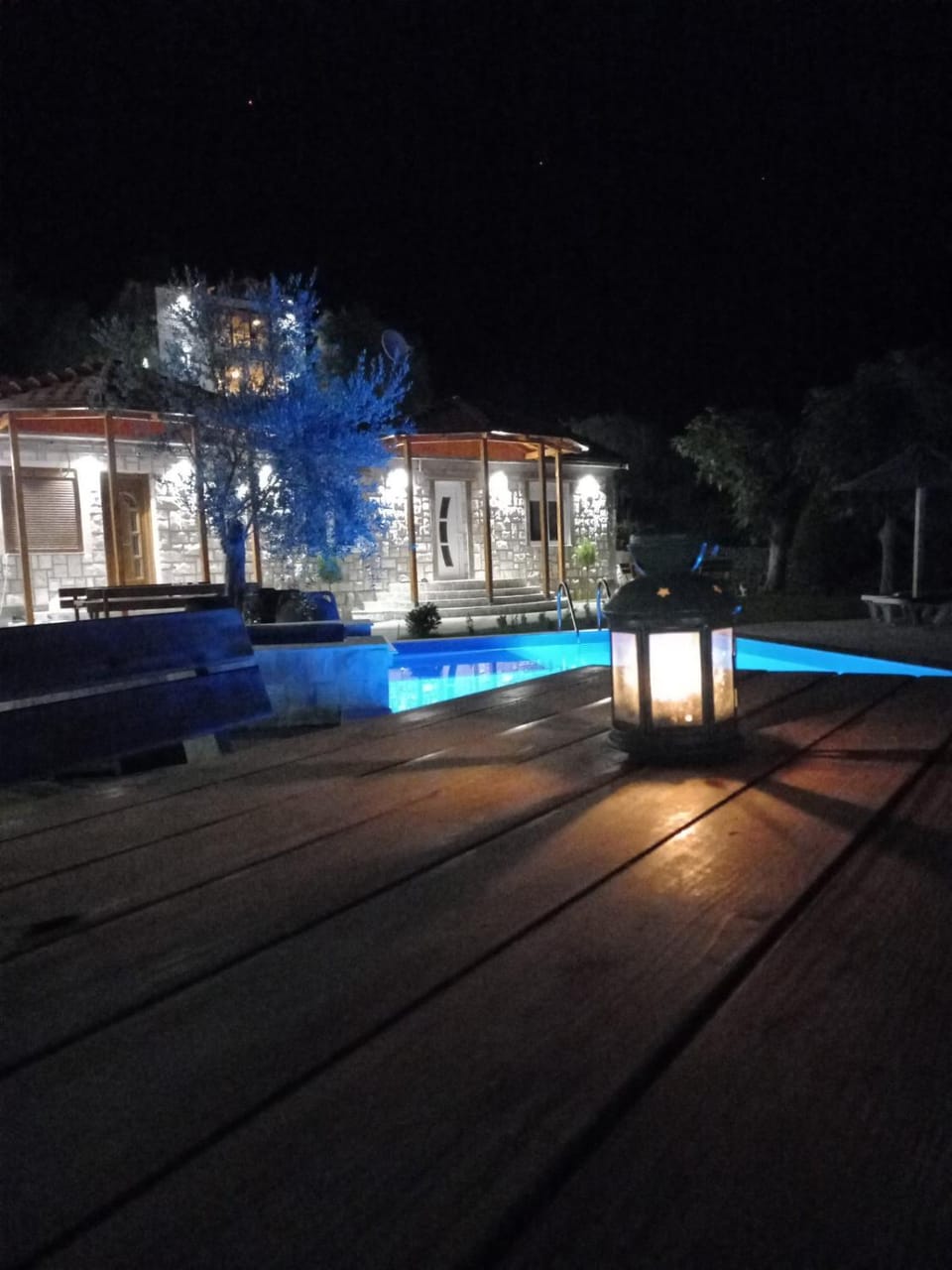 Property building, Night, Swimming pool