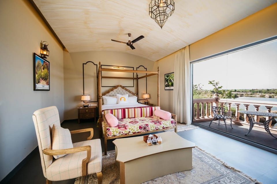 Bed, View (from property/room), Seating area, Bedroom, fireplace