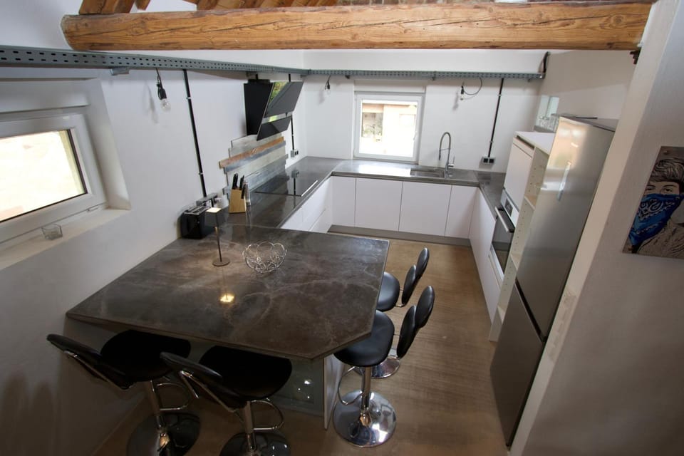 Kitchen or kitchenette, stove, kitchen