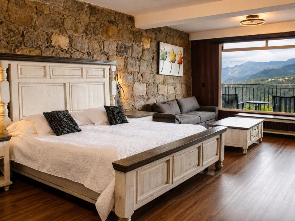 Bed, Living room, Photo of the whole room, Bedroom, Mountain view