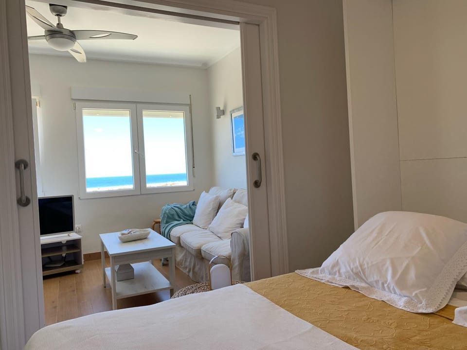 Bed, Living room, Bedroom, Sea view