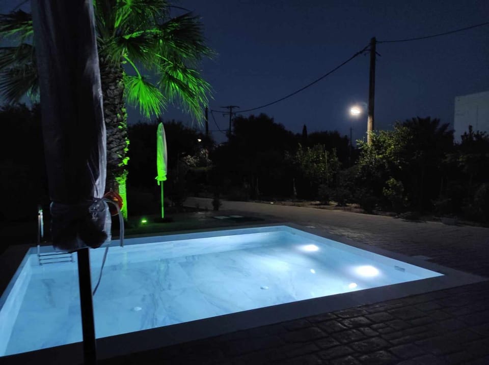 Night, Pool view, Swimming pool, Swimming pool
