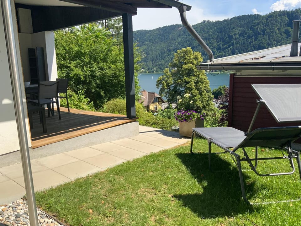 Spring, Garden, Lake view