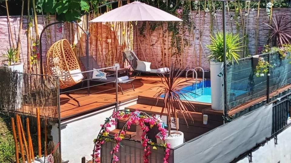 Property building, Living room, Swimming pool