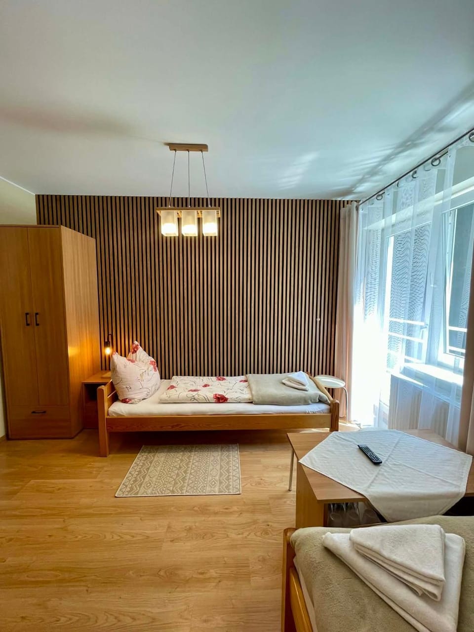 Bed, Photo of the whole room, Bedroom, towels, wardrobe