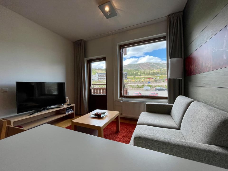 Kitchen or kitchenette, Living room, Mountain view, Mountain view