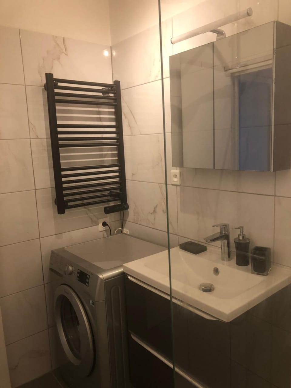 Shower, Bathroom, hair dryier, washing machine