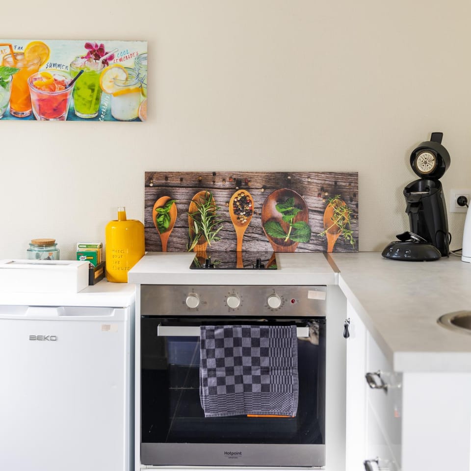 Kitchen or kitchenette, oven, stove