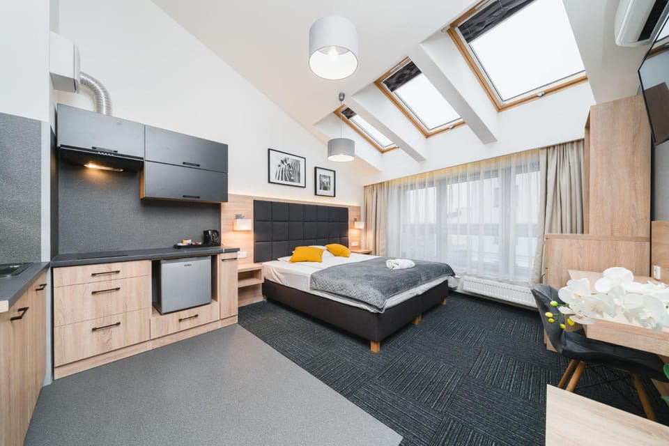 Bed, TV and multimedia, Coffee/tea facilities, Kitchen or kitchenette, Photo of the whole room, Seating area, Bedroom, stove