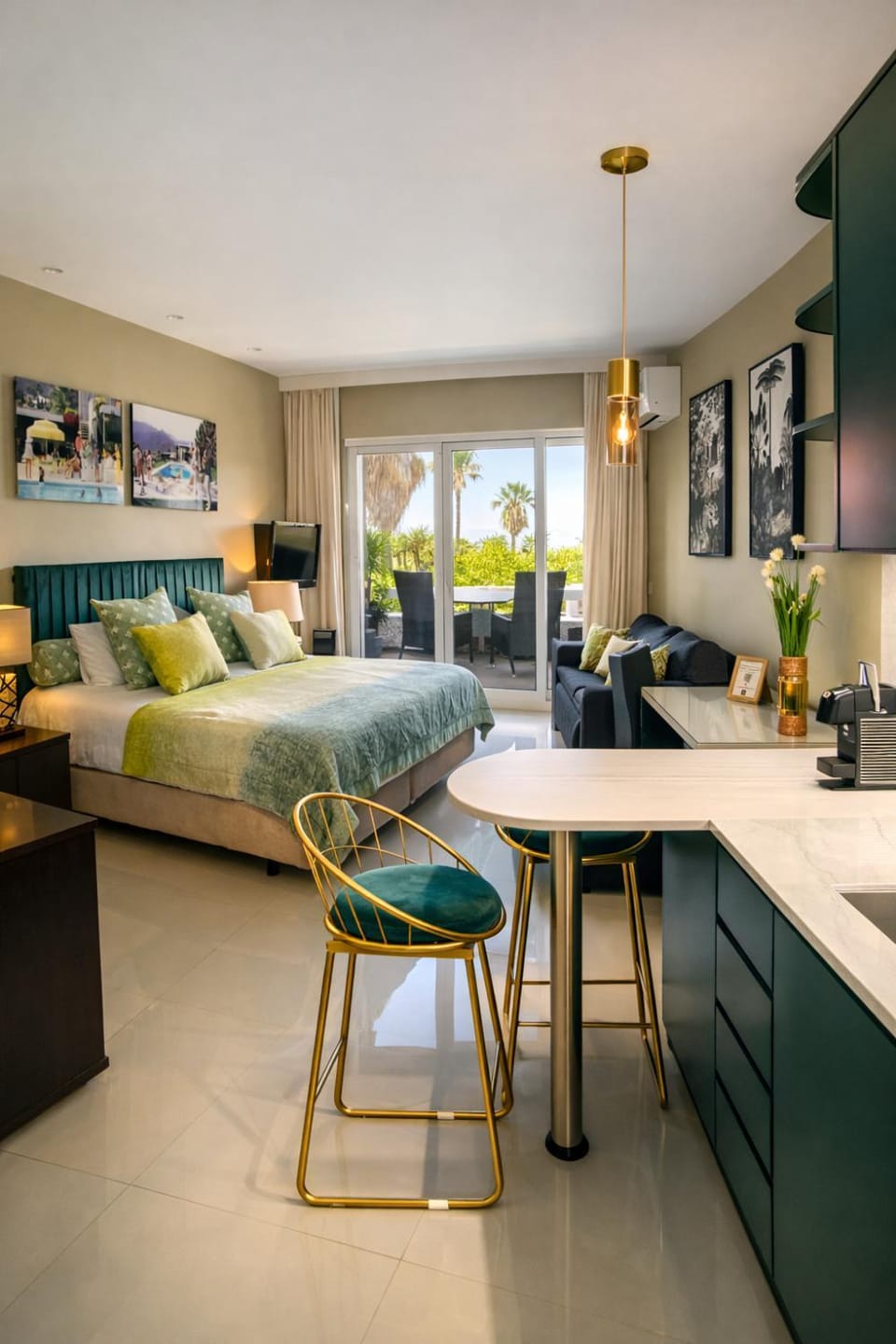 Bed, View (from property/room), Sea view, kitchen