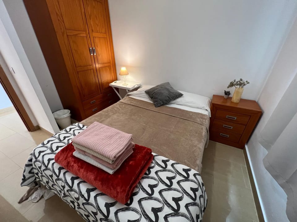 Bed, Photo of the whole room, Bedroom, towels, wardrobe